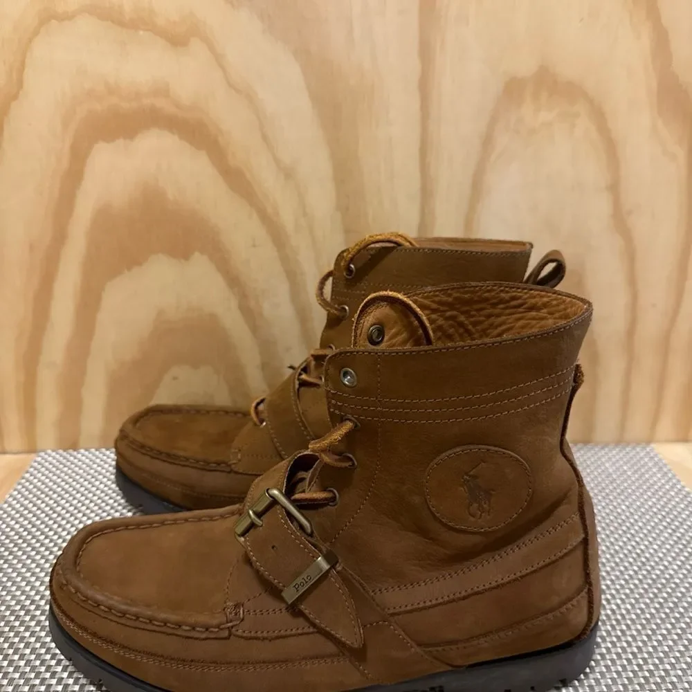 Ralph Lauren Polo Country Ranger Nubuck Tan Casual Hiker Boots Sizes 8.5